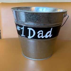 Silver #1 Dad Metal Bucket